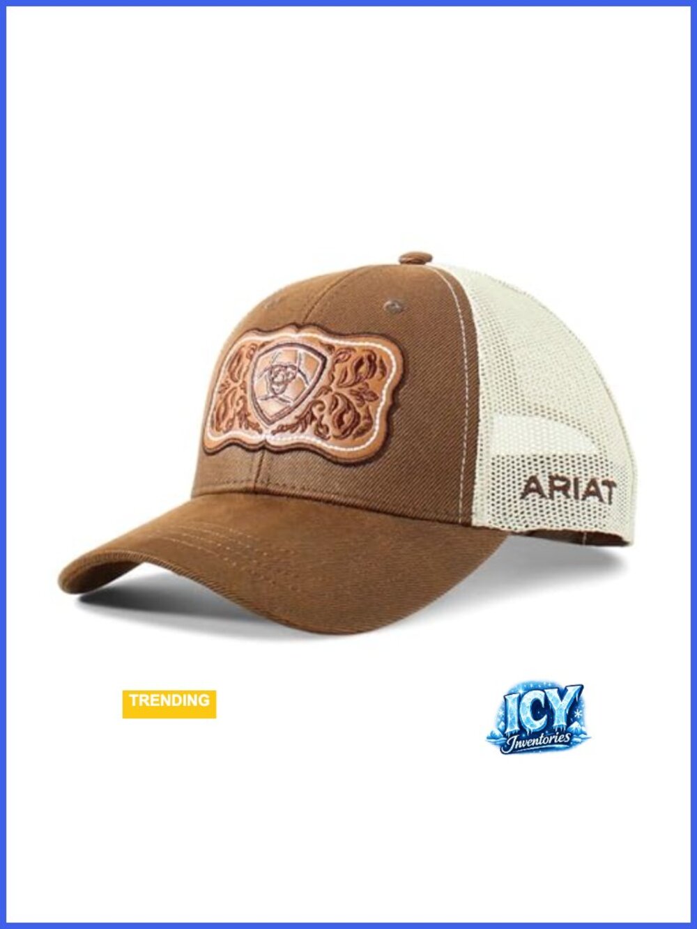 ARIAT Floral Patch Trucker Cap Snapback Adjustable Mesh Back Hat